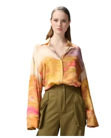 Camicia Donna fantasia paesaggio beige/rosa 104864 A2G0 LIFE|PINKO