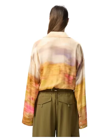 Camicia Donna fantasia paesaggio beige/rosa 104864 A2G0 LIFE|PINKO