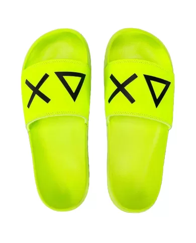 Ciabatta Uomo mare giallo fluo con fascia logata X35102 SLIPPERS LOGO|SUN68