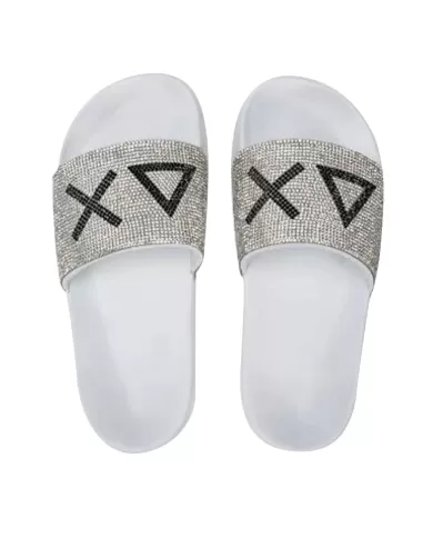Ciabatta Donna mare con strass applicate bianca X35205 SLIPPER|SUN68 Ciabatta Donna mare con strass applicate bianca X35205 SLIPPER|SUN68
