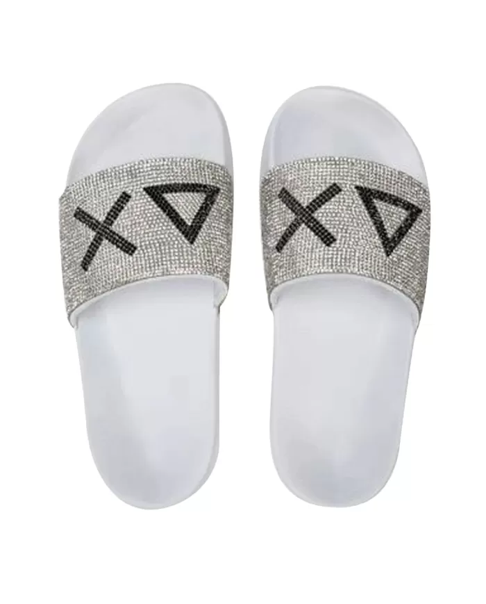 Ciabatta Donna mare con strass applicate bianca X35205 SLIPPER|SUN68 Ciabatta Donna mare con strass applicate bianca X35205 SLIPPER|SUN68