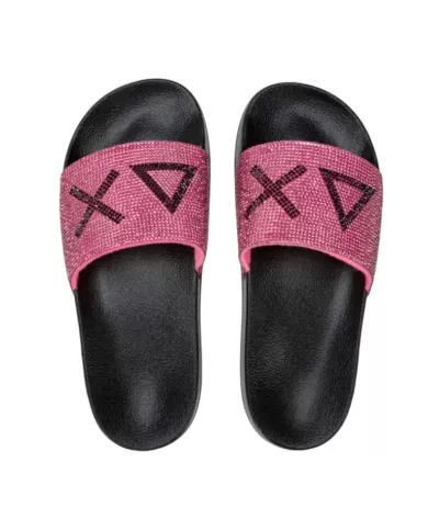 Ciabatta Donna mare strass applicate nero/fuxia X35205 SLIPPERS|SUN68 Ciabatta Donna mare strass applicate nero/fuxia X35205 SLIPPERS|SUN68