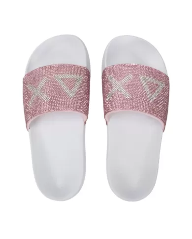 Ciabatta Donna mare strass applicate bianco/rosa X35205 SLIPPERS|SUN68 Ciabatta Donna mare strass applicate bianco/rosa X35205 SLIPPERS|SUN68