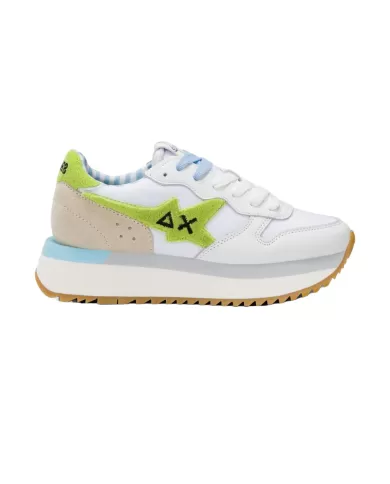 Sneakers Donna bianco/lime in tessuto Z35215 BIG STARGIRL SPONGEE|SUN68