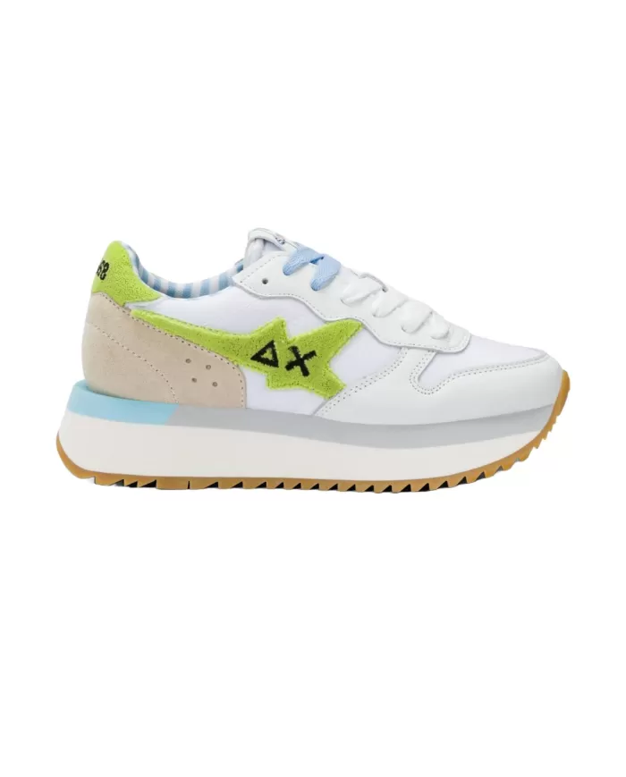 Sneakers Donna bianco/lime in tessuto Z35215 BIG STARGIRL SPONGEE|SUN68 Sneakers Donna bianco/lime in tessuto Z35215 BIG STARGIRL SPONGEE|SUN68