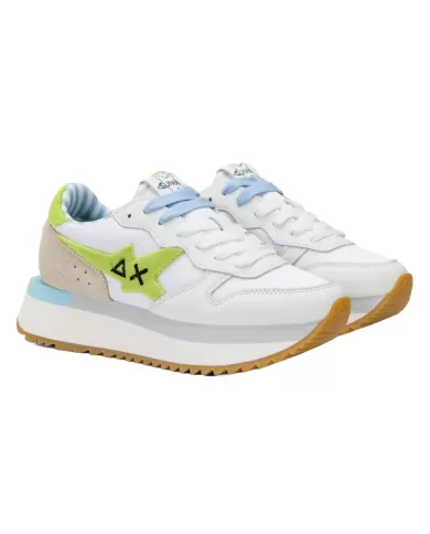 Sneakers Donna bianco/lime in tessuto Z35215 BIG STARGIRL SPONGEE|SUN68