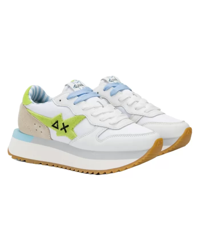 Sneakers Donna bianco/lime in tessuto Z35215 BIG STARGIRL SPONGEE|SUN68 Sneakers Donna bianco/lime in tessuto Z35215 BIG STARGIRL SPONGEE|SUN68