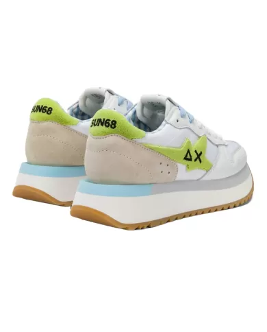 Sneakers Donna bianco/lime in tessuto Z35215 BIG STARGIRL SPONGEE|SUN68