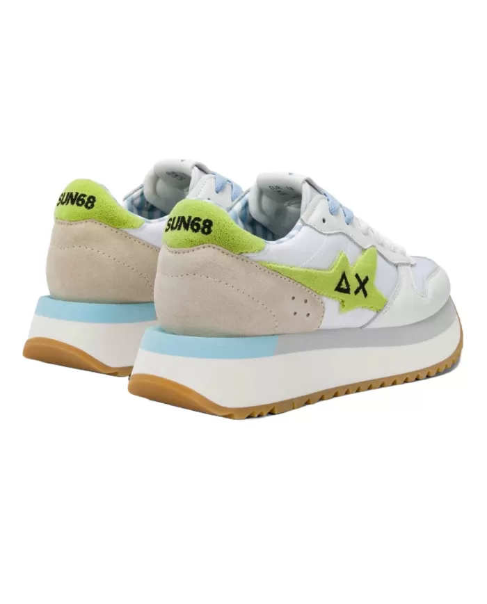 Sneakers Donna bianco/lime in tessuto Z35215 BIG STARGIRL SPONGEE|SUN68