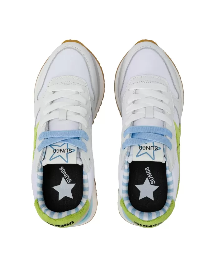 Sneakers Donna bianco/lime in tessuto Z35215 BIG STARGIRL SPONGEE|SUN68