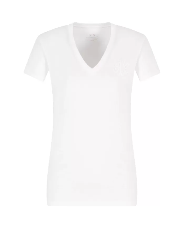 T-shirt Donna bianca scollo a V XW000606 AF10355|ARMANI EXCHANGE T-shirt Donna bianca scollo a V XW000606 AF10355|ARMANI EXCHANGE
