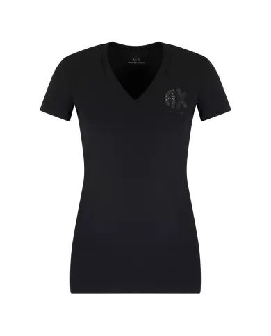 T-shirt Donna nera scollo a V XW000606 AF10355|ARMANI EXCHANGE T-shirt Donna nera scollo a V XW000606 AF10355|ARMANI EXCHANGE