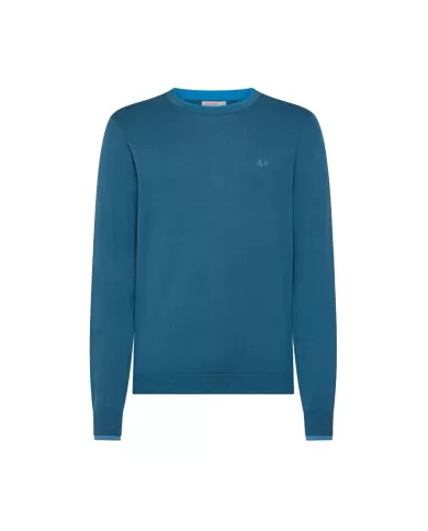 Maglia Uomo avio scuro con bande a contrasto K35109|SUN68 Maglia Uomo avio scuro con bande a contrasto K35109|SUN68