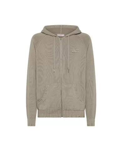 Maglia Uomo grigio chiaro con cappuccio e zip K35135|SUN68 Maglia Uomo grigio chiaro con cappuccio e zip K35135|SUN68