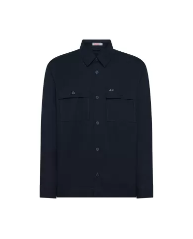 Camicia Uomo blu in cotone con tasconi S35113|SUN68