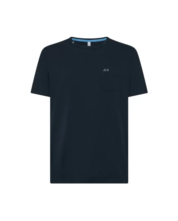 T-shirt Uomo blu con taschino T35101|SUN68 T-shirt Uomo blu con taschino T35101|SUN68