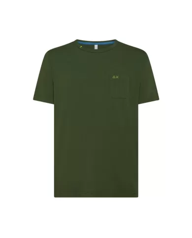 T-shirt Uomo verde con taschino T35101|SUN68