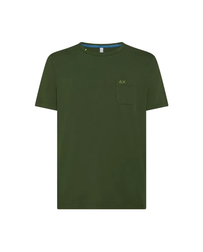 T-shirt Uomo verde con taschino T35101|SUN68 T-shirt Uomo verde con taschino T35101|SUN68