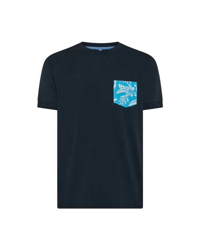 T-shirt Uomo blu con taschino fantasia T35103|SUN68 T-shirt Uomo blu con taschino fantasia T35103|SUN68