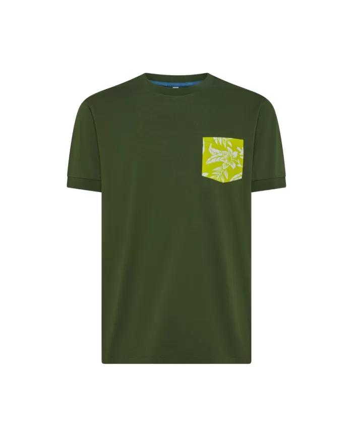 SUN68 T-shirt Uomo T35103 PE 2025 cotone regular con taschino a fantasia 37 VERDE SCURO SUN68 T-shirt Uomo T35103 PE 2025 cotone regular con taschino a fantasia 37 VERDE SCURO