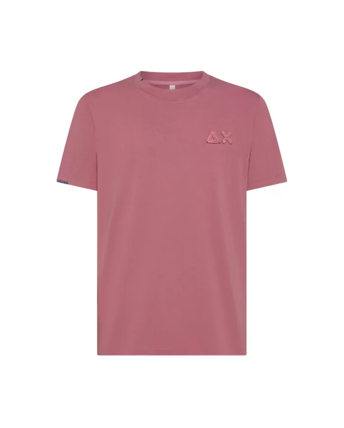 T-shirt Uomo rosa scuro con logo a ricamo T35115|SUN68 T-shirt Uomo rosa scuro con logo a ricamo T35115|SUN68