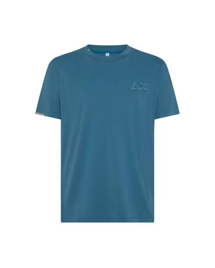 T-shirt Uomo blu avio con logo a ricamo T35115|SUN68 T-shirt Uomo blu avio con logo a ricamo T35115|SUN68
