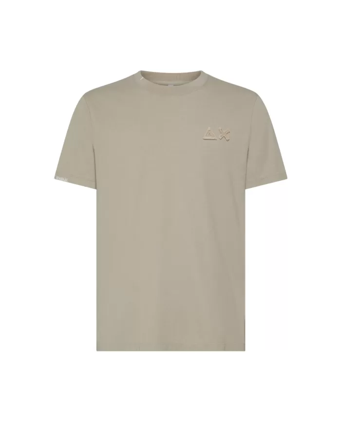 T-shirt Uomo grigio chiaro con logo a ricamo T35115|SUN68 T-shirt Uomo grigio chiaro con logo a ricamo T35115|SUN68