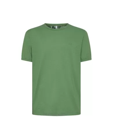 T-shirt Uomo verde salvia in cotone fiammato regular fit T35118|SUN68