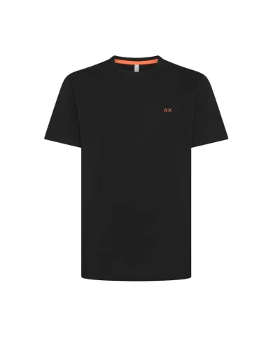 T-shirt Uomo nera in cotone con logo fluo T35123|SUN68