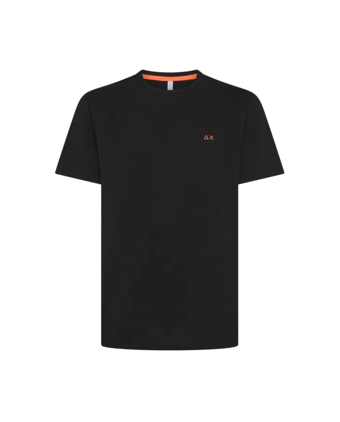 T-shirt Uomo nera in cotone con logo fluo T35123|SUN68 T-shirt Uomo nera in cotone con logo fluo T35123|SUN68