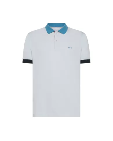 Polo Uomo bianca con bordini a contrasto A35116|