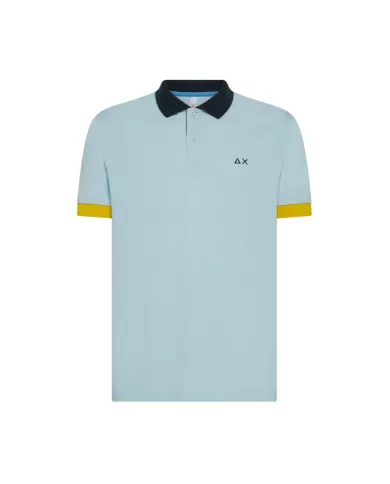 Polo Uomo azzurra con bordini a contrasto A35116|