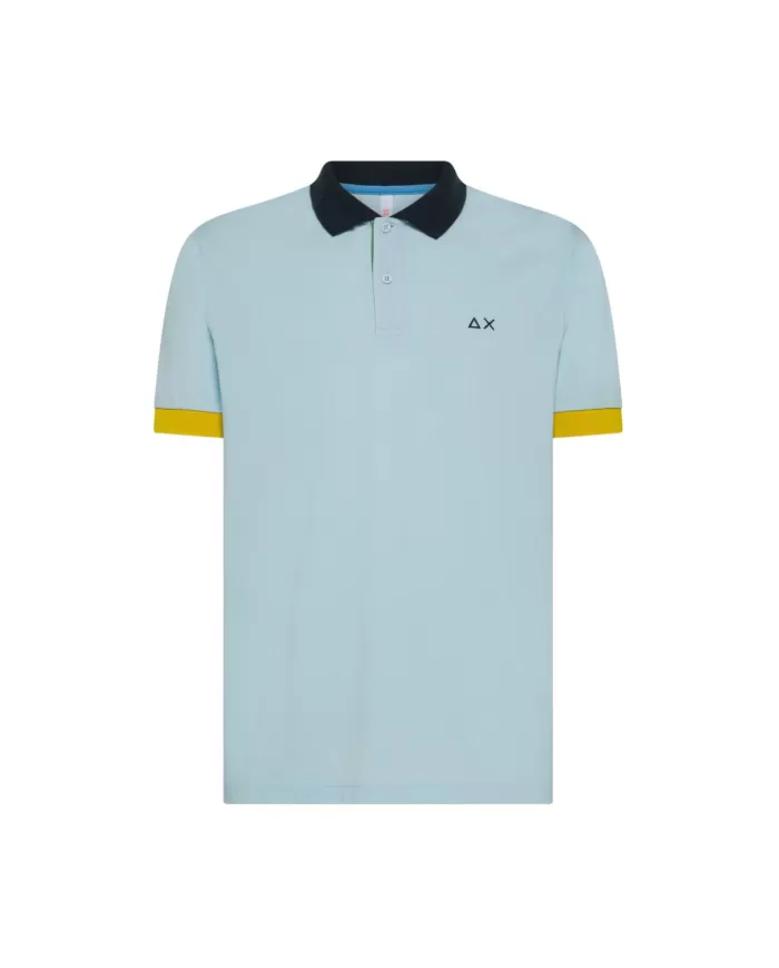 Polo Uomo azzurra con bordini a contrasto A35116| Polo Uomo azzurra con bordini a contrasto A35116|