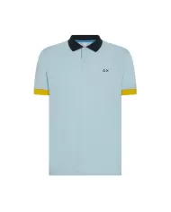 Polo Uomo azzurra con bordini a contrasto A35116|