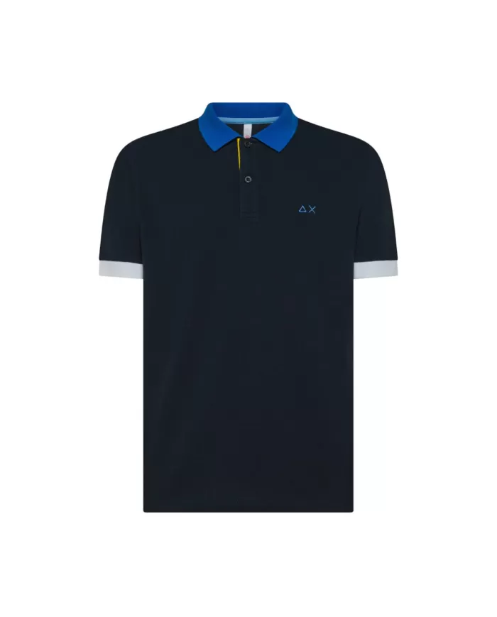 Polo Uomo blu scuro con bordini a contrasto A35116| Polo Uomo blu scuro con bordini a contrasto A35116|