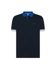 Polo Uomo blu scuro con bordini a contrasto A35116|