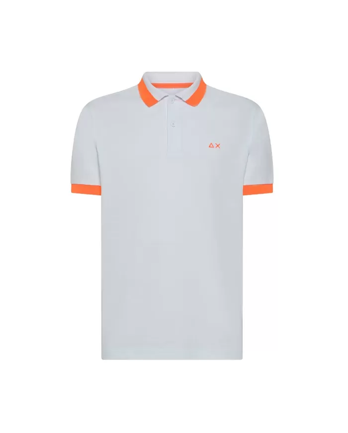 Polo Uomo bianca con bande fluo A35121|SUN68 Polo Uomo bianca con bande fluo A35121|SUN68