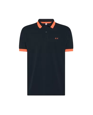 Polo Uomo blu scuro con bande fluo A35121|SUN68