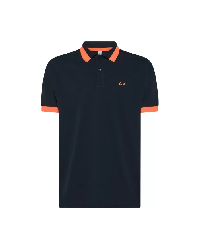 Polo Uomo blu scuro con bande fluo A35121|SUN68 Polo Uomo blu scuro con bande fluo A35121|SUN68
