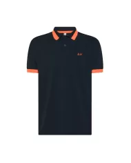Polo Uomo blu scuro con bande fluo A35121|SUN68
