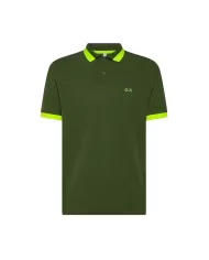 Polo Uomo verde scuro con bande fluo A35121|SUN68 Polo Uomo verde scuro con bande fluo A35121|SUN68