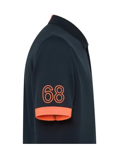 Polo Uomo blu scuro con ricamo logo fluo A35122|SUN68