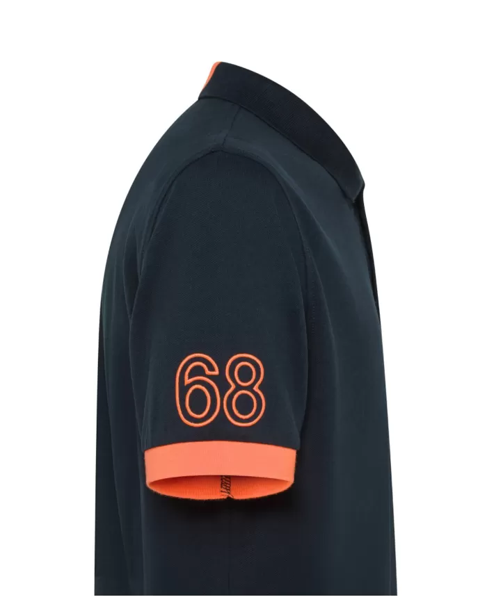 Polo Uomo blu scuro con ricamo logo fluo A35122|SUN68 Polo Uomo blu scuro con ricamo logo fluo A35122|SUN68