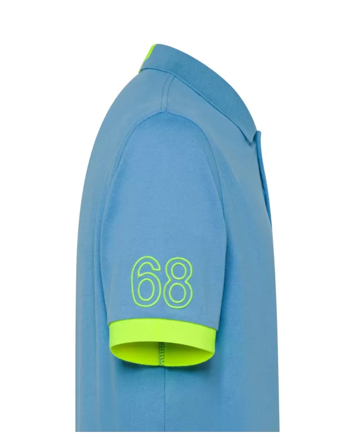 Polo Uomo azzurra con ricamo logo fluo A35122|SUN68 Polo Uomo azzurra con ricamo logo fluo A35122|SUN68