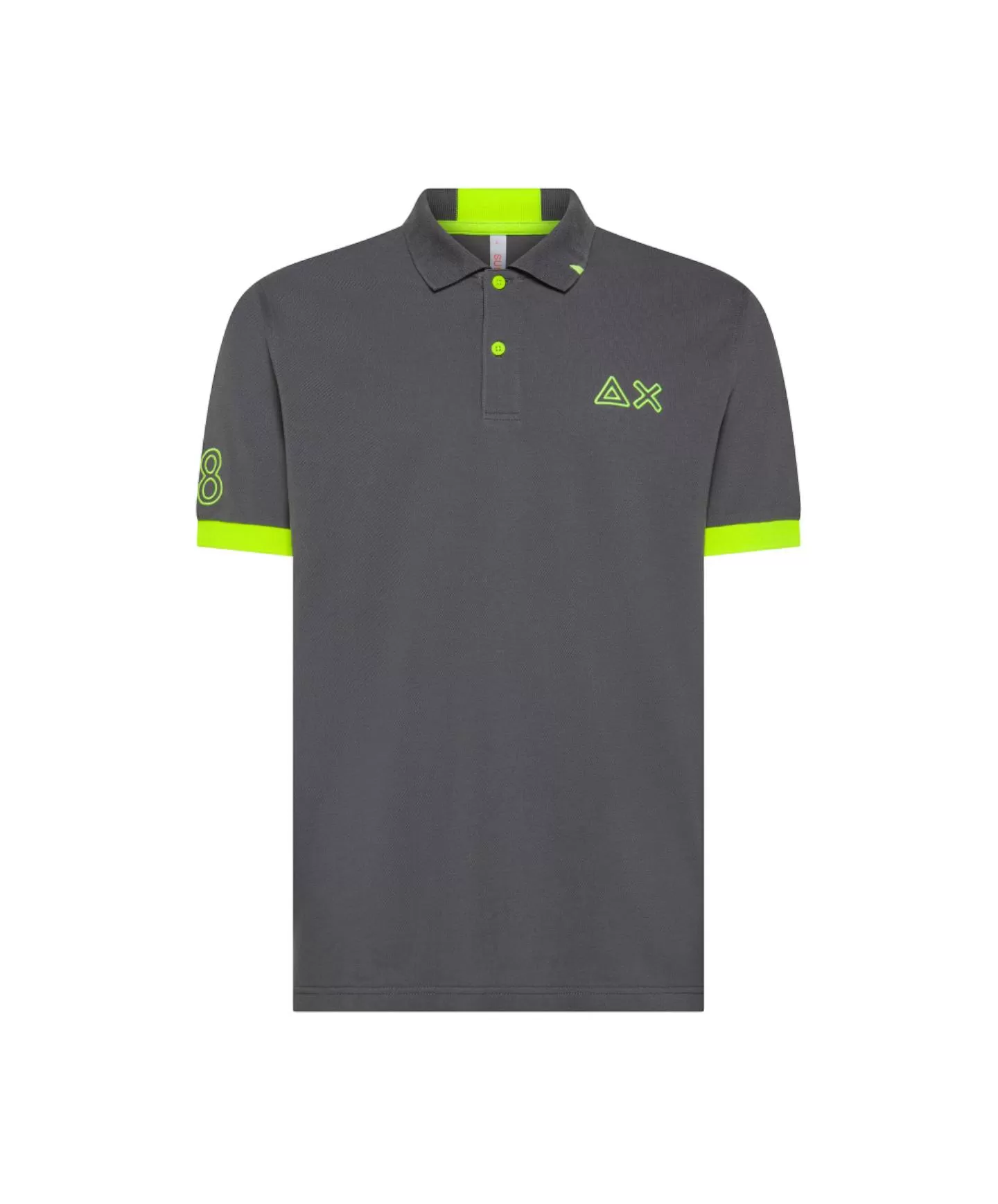 SUN68 Polo Uomo A35122 PE 2025 cotone regular con ricamo logato fluo 99 INCHIOST - Foto 3 di 4