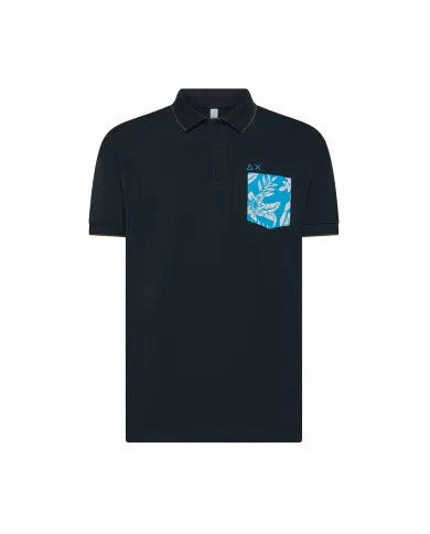 Polo Uomo blu con taschino a fantasia A35127|SUN68