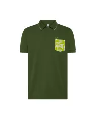 Polo Uomo verde scuro con taschino a fantasia A35127|SUN68