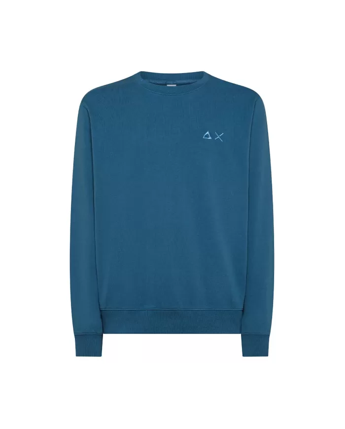 Felpa Uomo blu avio in cotone F35103|SUN68 Felpa Uomo blu avio in cotone F35103|SUN68