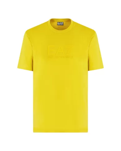 T-shirt Uomo gialla con logo a rilievo sul petto 7M000224 AF10375|EA7