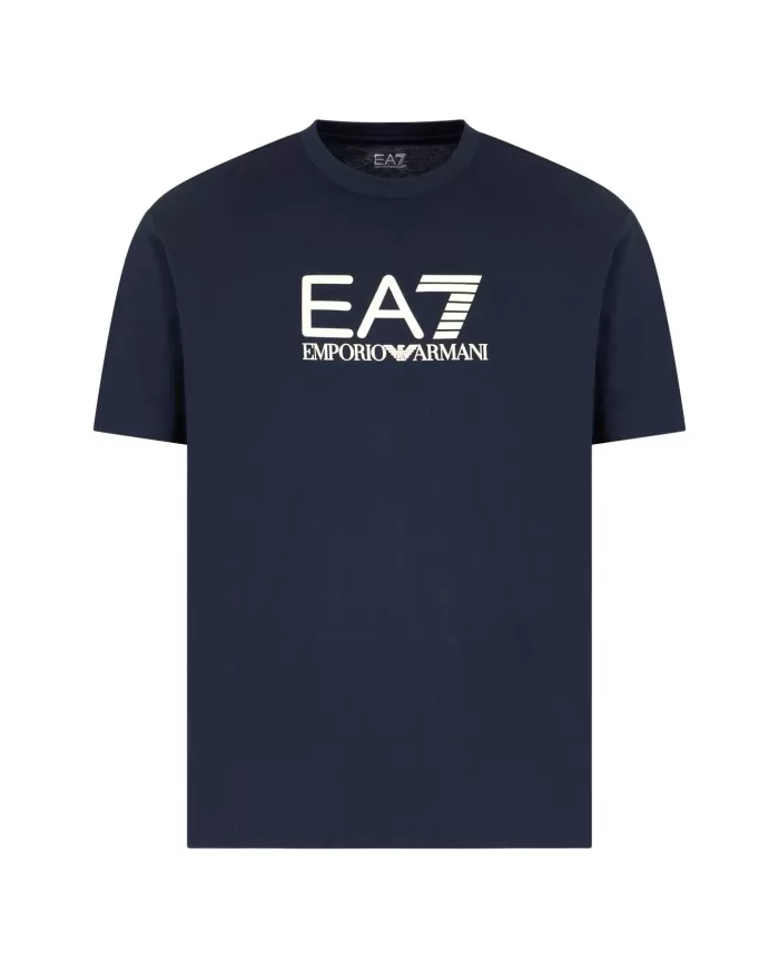 T-shirt Uomo blu scuro con logo a rilievo sul petto 7M000224 AF10375|EA7 T-shirt Uomo blu scuro con logo a rilievo sul petto 7M000224 AF10375|EA7